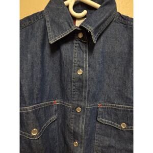 Women Western Blue Denim Shirt w/ Pearl Snaps. SZ M SASSON VTG NWTs Late 1990s